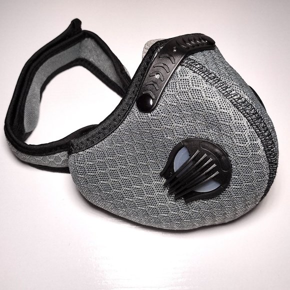 Face Sports Mask Gray with Active Carbon Filter & Breathing Valves - Picture 1 of 8